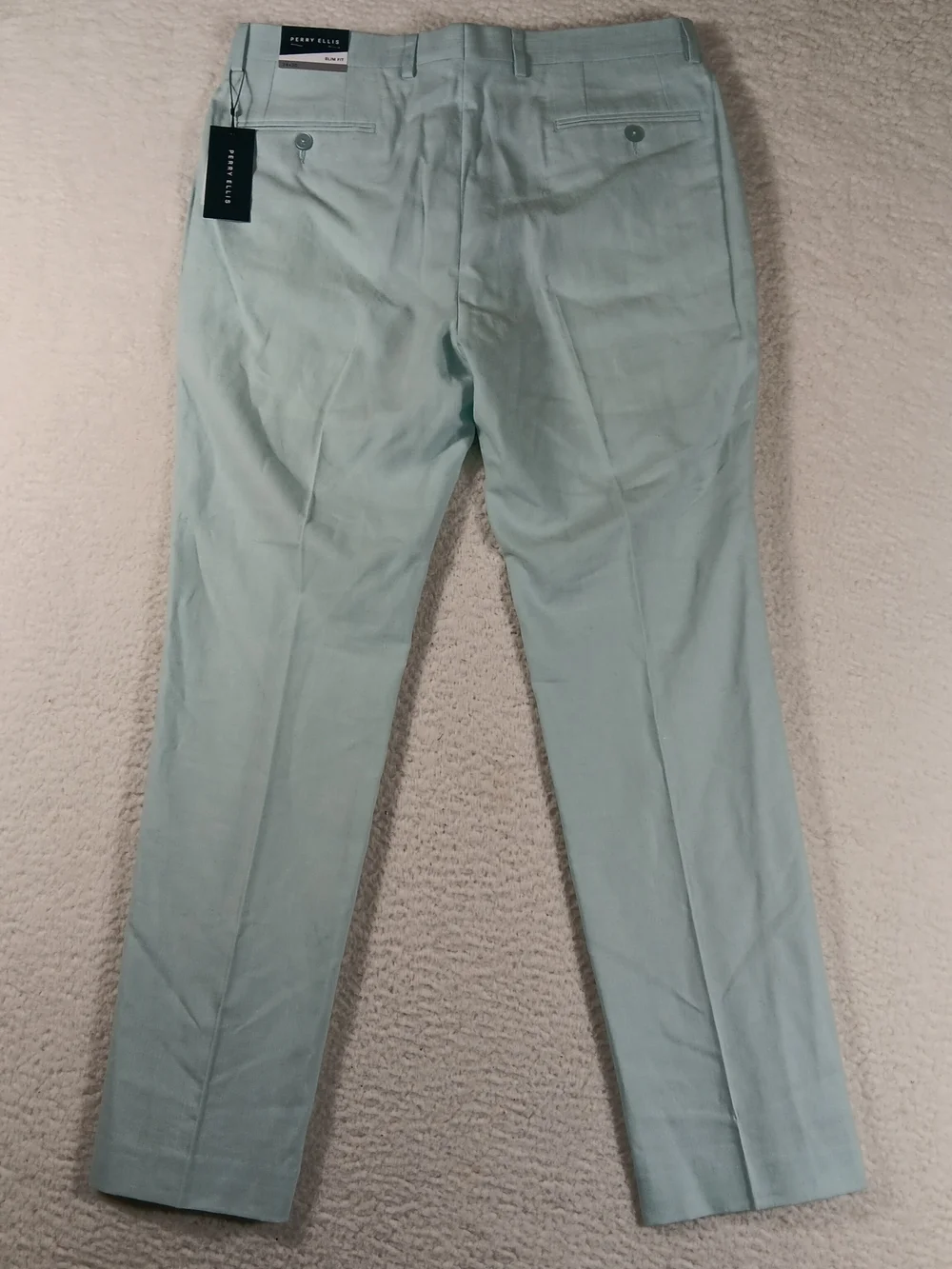 Perry Ellis Pants Men’s 34x30 Green Slim Fit Linen Blend Office Preppy Golf NWT